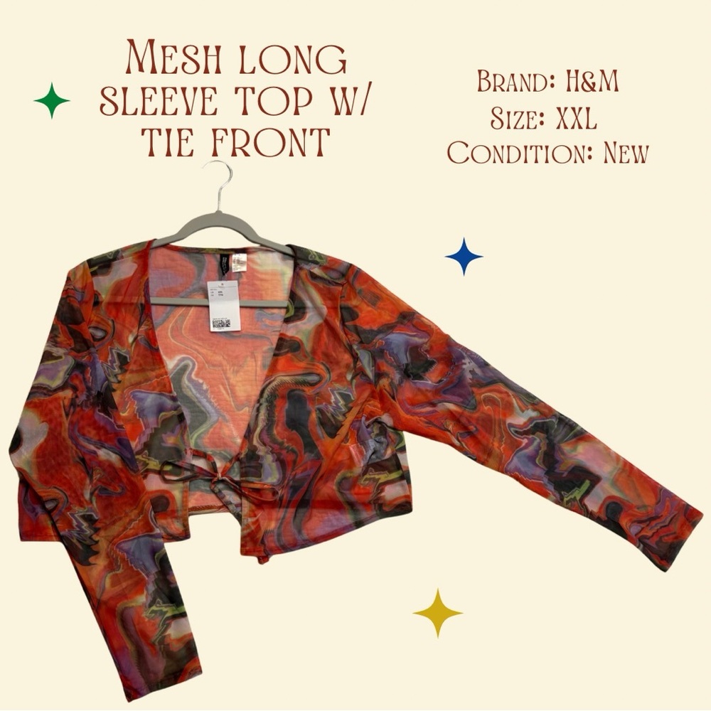 H&M Abstract Mesh Top with Tie Front